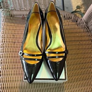 Coach Natasya Black Soft Patent Leather Kitten Heels Shoes Size 8